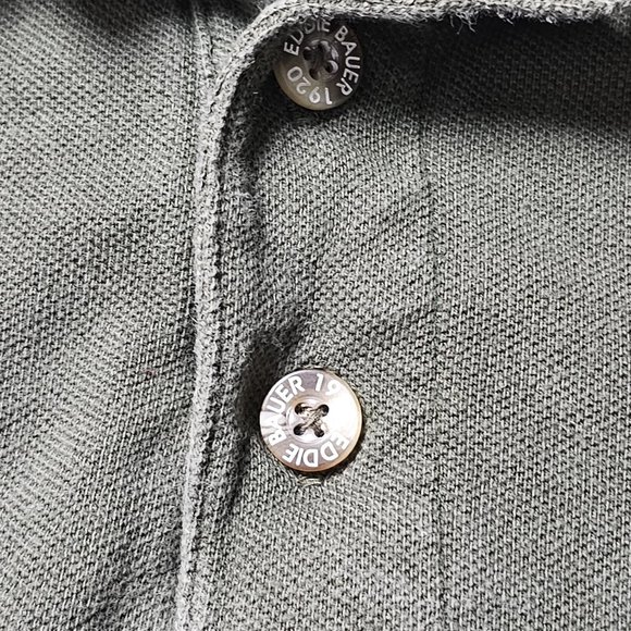 Vintage Eddie Bauer Green Striped Cotton Short Sleeve Polo L - Picture 3 of 9